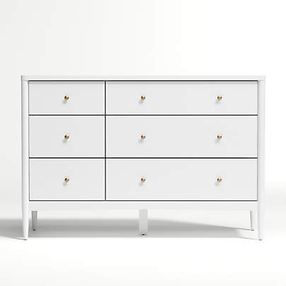 Hampshire White Wood 6-Drawer Kids Dresser