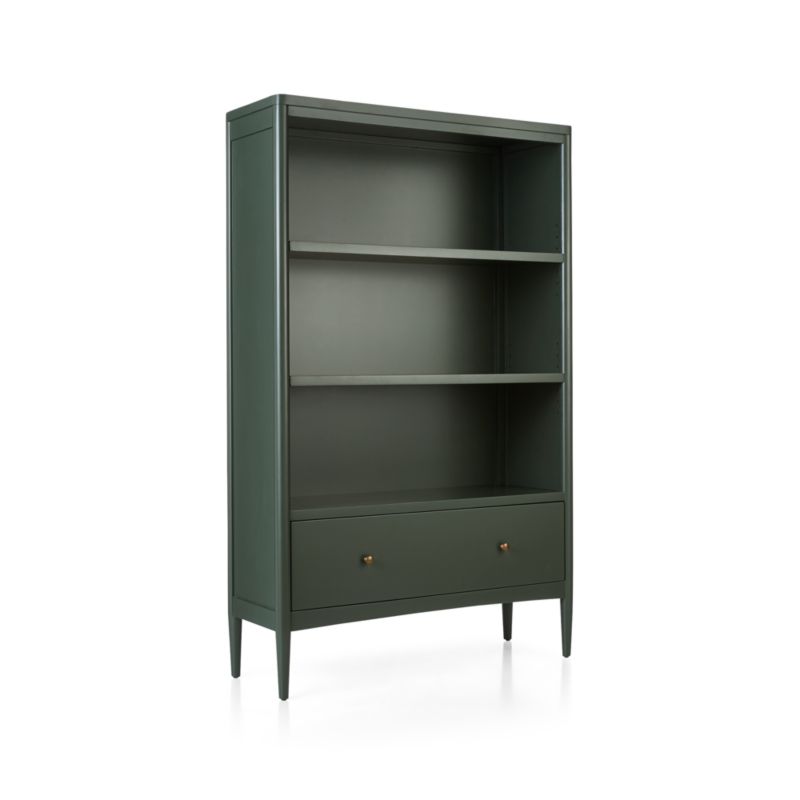 Hampshire Tall Olive Green Wood 3-Shelf Kids Bookcase with Drawer