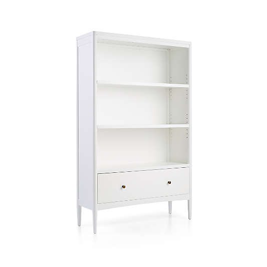 Hampshire 36" White Wood 3-Shelf Tall Kids Bookcase with Drawer