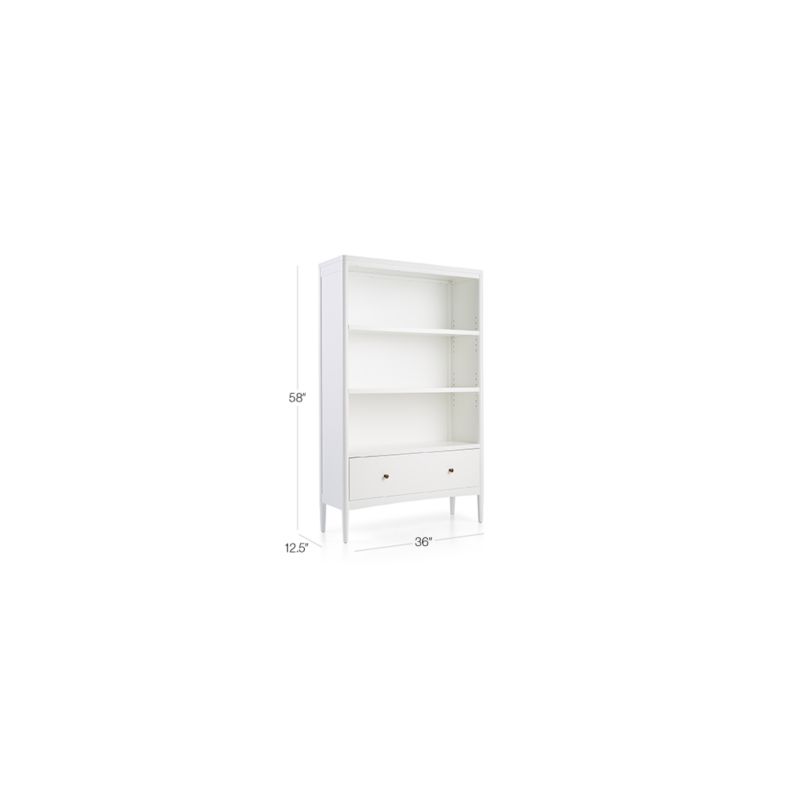 View Hampshire Tall White Wood 3-Shelf Kids Bookcase with Drawer - image 3 of 16