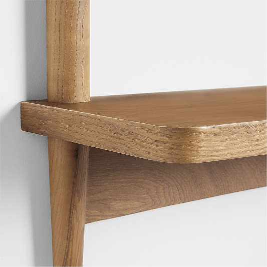Hampshire 27" Natural Brown Wood 2-Tier Kids Wall Shelf