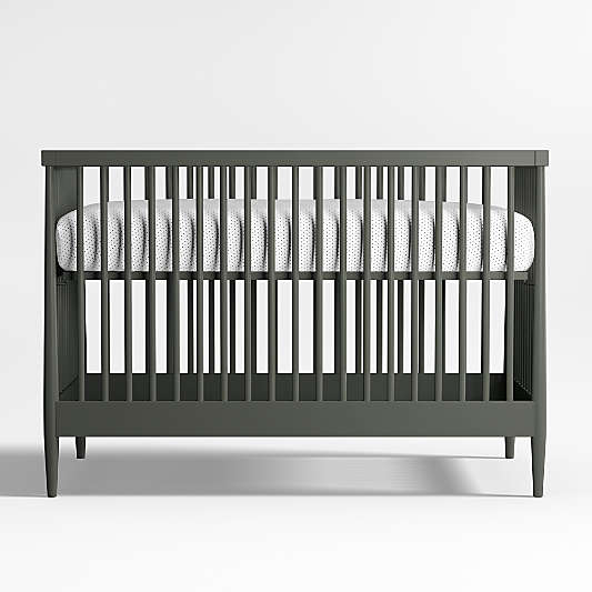 Hampshire Olive Green Wood Convertible Baby Crib