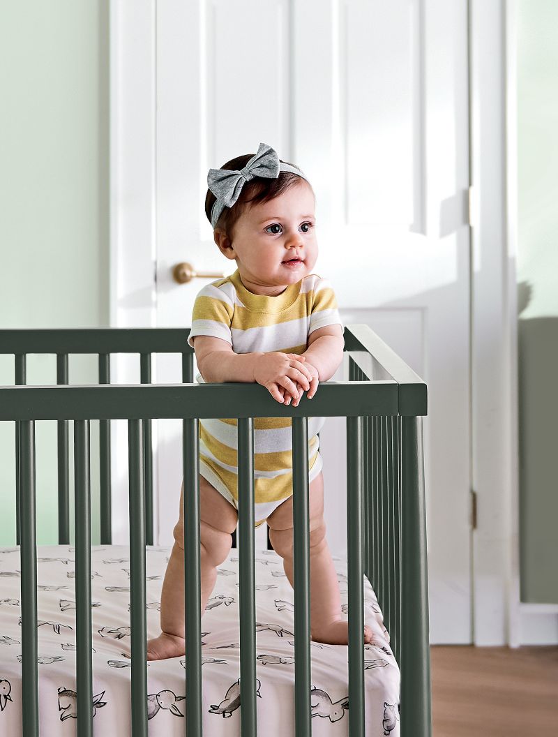 Hampshire Olive Green Wood Convertible Baby Crib + Reviews Crate & Kids