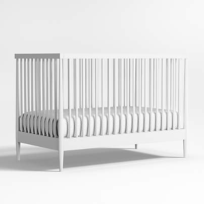 Hampshire White Wood Convertible Baby Crib with Toddler Bed Rail