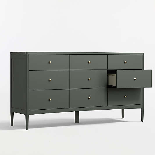 Hampshire 64" Olive Green Extra Wide 9-Drawer Kids Dresser