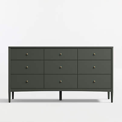 Hampshire 64" Olive Green Extra Wide 9-Drawer Kids Dresser