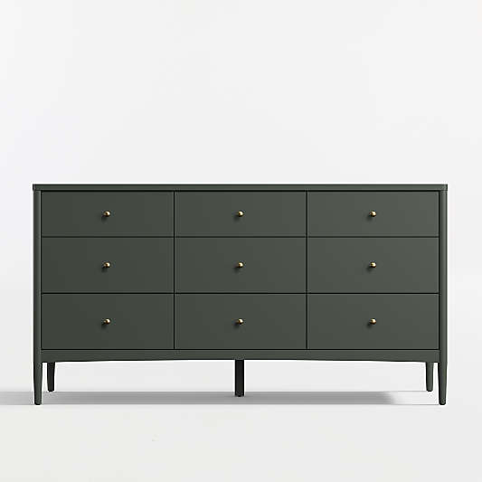 Hampshire 64" Olive Green Extra Wide 9-Drawer Kids Dresser