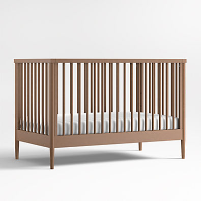 View Hampshire Natural Brown Wood Convertible Baby Crib with Toddler Bed Rail details