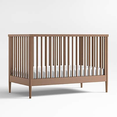 Hampshire Natural Brown Wood Convertible Baby Crib with Toddler Bed Rail