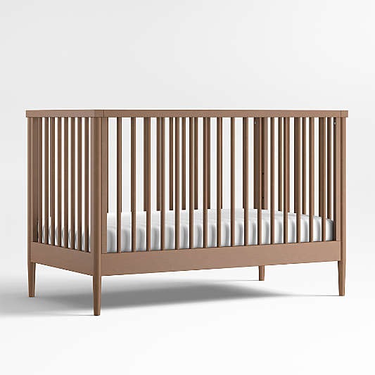 Hampshire Natural Brown Wood Convertible Baby Crib with Toddler Bed Rail