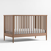Mira Natural Oak Wood Convertible Baby Crib with Storage and Toddler Bed Rail