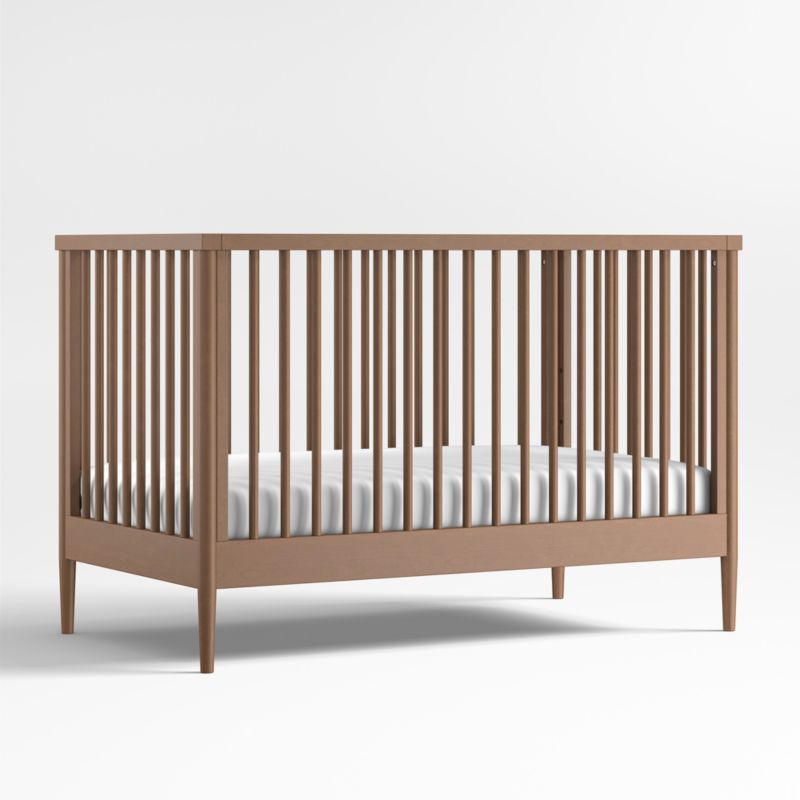 Mira Natural Oak Wood Convertible Baby Crib with Storage and Toddler Bed Rail
