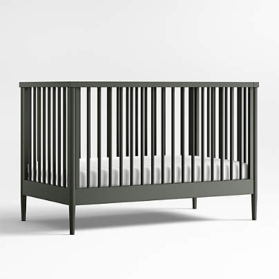Hampshire Olive Green Wood Convertible Crib