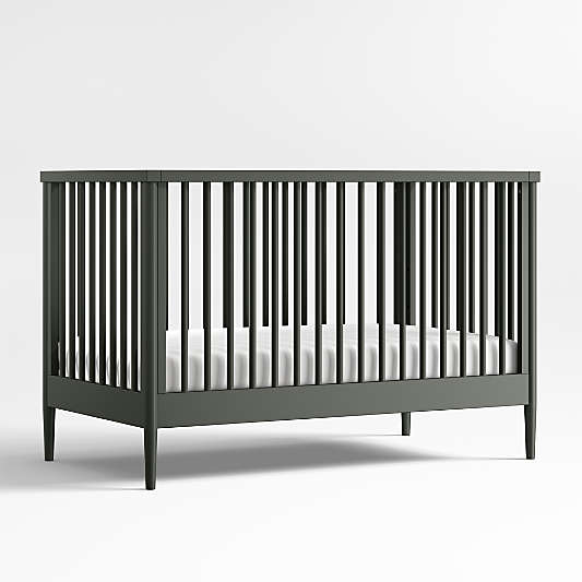 Hampshire Olive Green Wood Convertible Baby Crib with Toddler Bed Rail