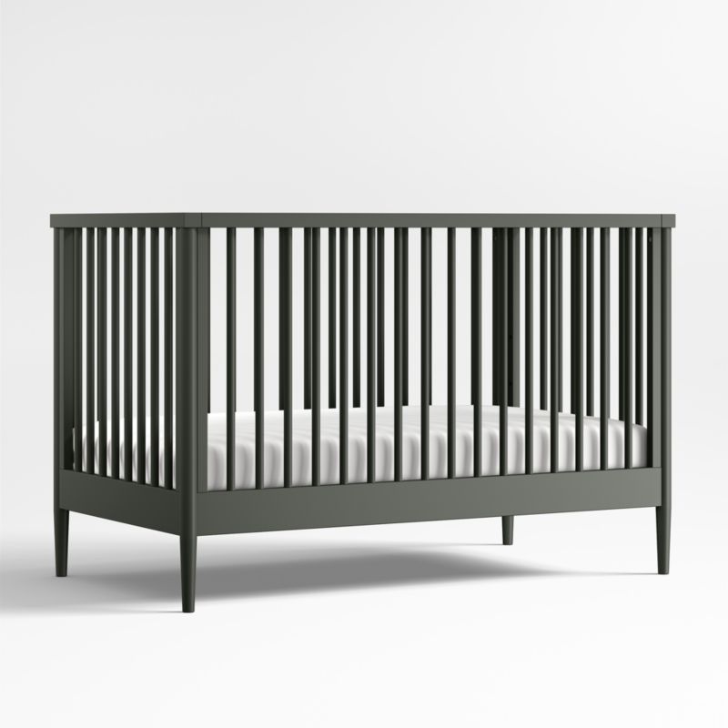 Hampshire Olive Green Wood Convertible Baby Crib with Toddler Bed Rail