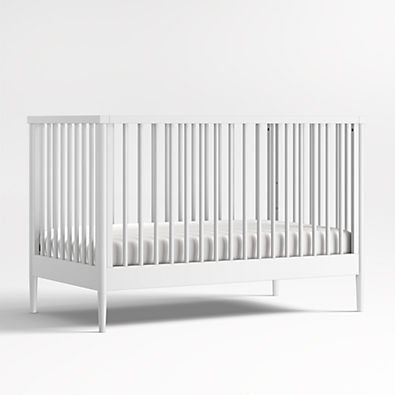 View Hampshire White Wood Convertible Baby Crib with Toddler Bed Rail details