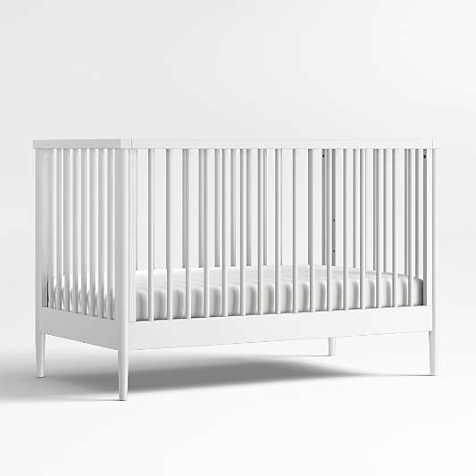 Hampshire White Wood Convertible Baby Crib with Toddler Bed Rail