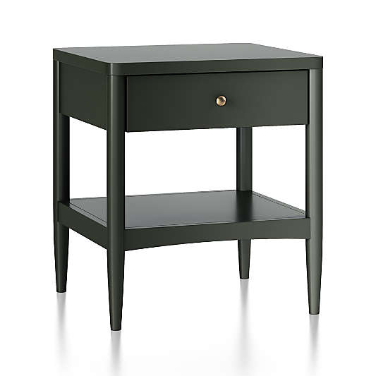 Set of 2 Hampshire Olive Green Wood Kids Nightstand with Drawer