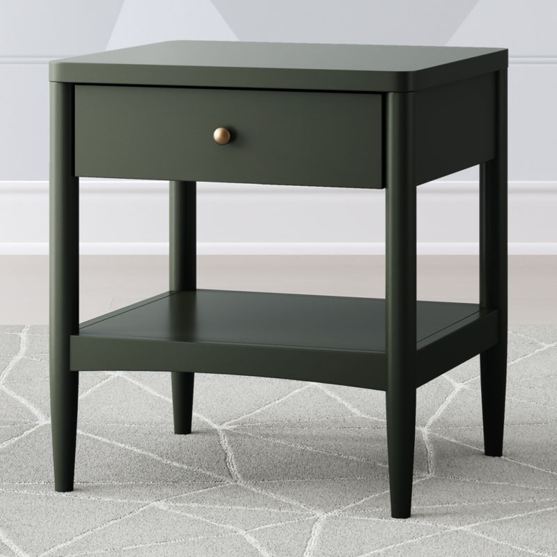 Hampshire Olive Green Wood Kids Nightstand with Drawer