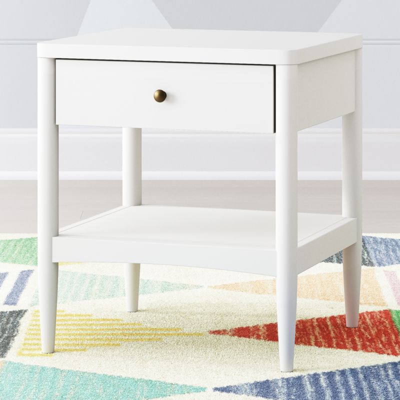 Hampshire White Wood Kids Nightstand with Drawer