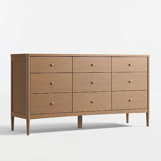 Hampshire 64" Natural Brown Wood Extra Wide 9-Drawer Kids Dresser