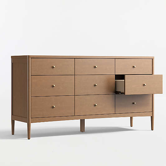 Hampshire 64" Natural Brown Wood Extra Wide 9-Drawer Kids Dresser