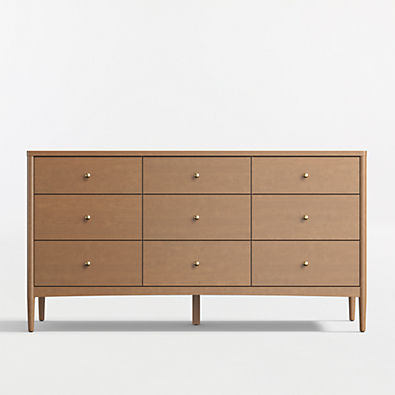 View Hampshire 64" Natural Brown Wood Extra Wide 9-Drawer Kids Dresser details