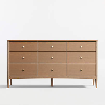 Hampshire 64" Natural Brown Wood Extra Wide 9-Drawer Kids Dresser