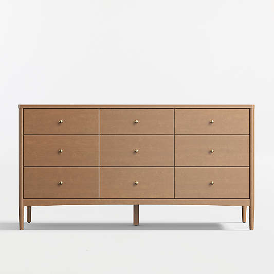 Hampshire 64" Natural Brown Wood Extra Wide 9-Drawer Kids Dresser