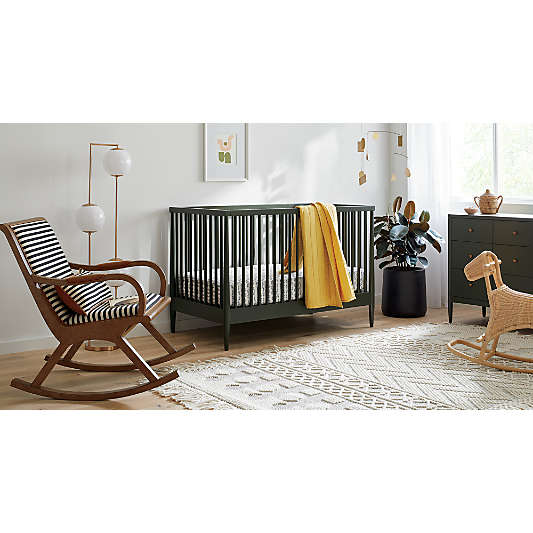 Hampshire Olive Green Wood Convertible Baby Crib