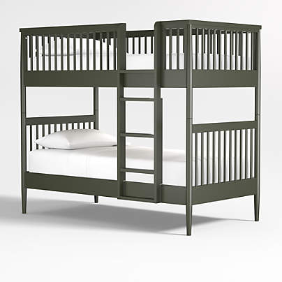 Hampshire Olive Green Wood Kids Twin Bunk Bed