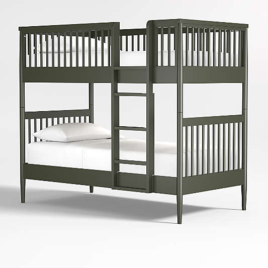 Hampshire Olive Green Wood Kids Twin Bunk Bed