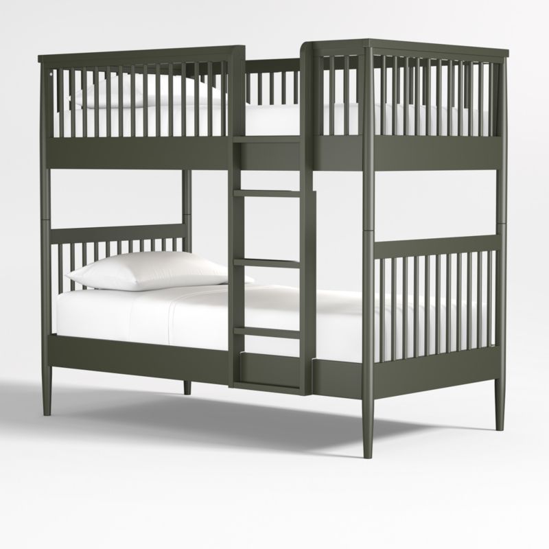 Hampshire Olive Green Wood Kids Twin Bunk Bed