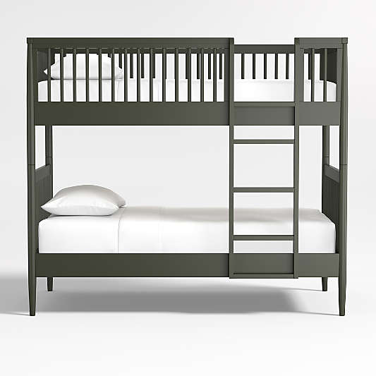 Hampshire Olive Green Wood Kids Twin Bunk Bed