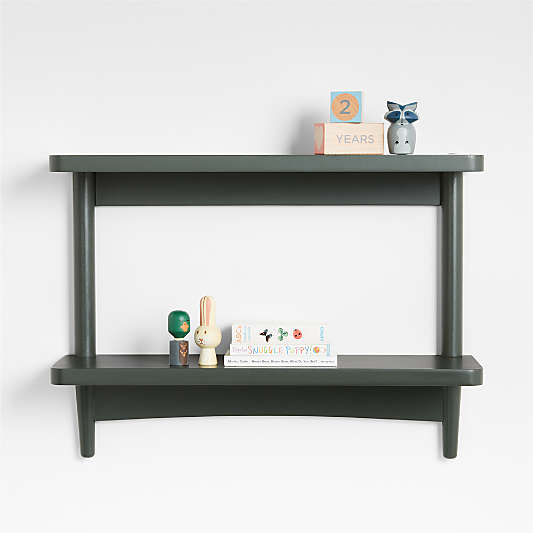 Hampshire Olive Green Wood Kids Wall Shelf Collection