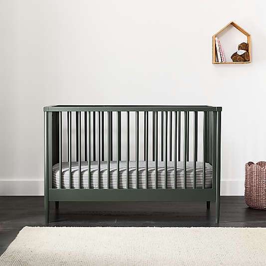 Hampshire Olive Green Wood Convertible Baby Crib with Toddler Bed Rail