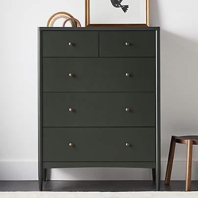 Hampshire Olive Green Wood Tall 7-Drawer Kids Dresser