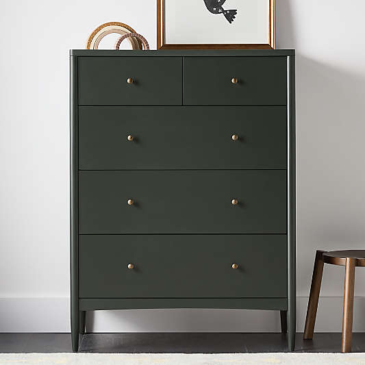 Hampshire Olive Green Wood Tall 7-Drawer Kids Dresser