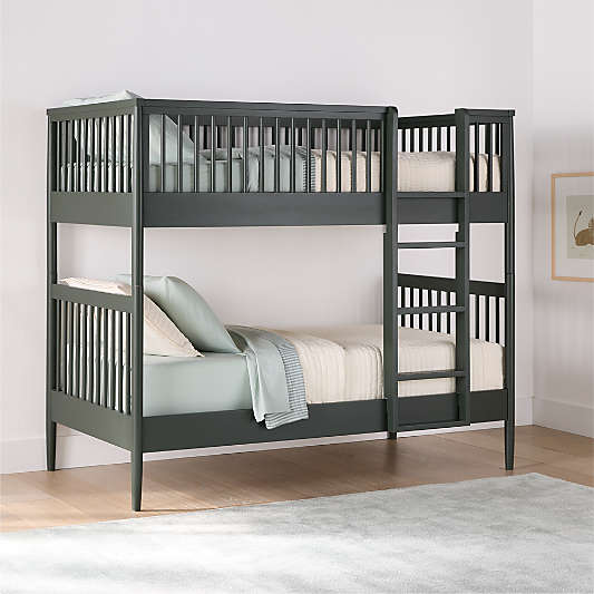 Hampshire Olive Green Wood Kids Twin Bunk Bed