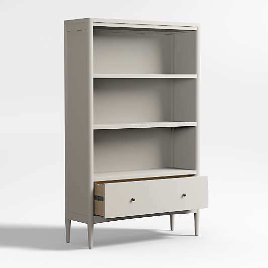 Hampshire 36" Cozy Grey Wood 3-Shelf Tall Kids Bookcase with Drawer