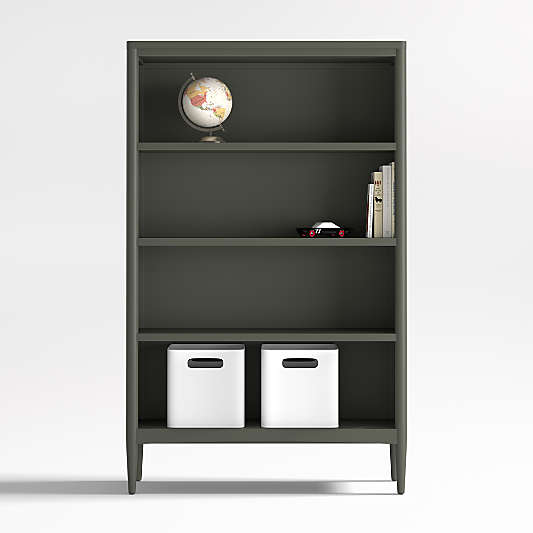 Hampshire 36" Olive Green Wood 4-Shelf Tall Kids Bookcase