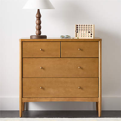 Hampshire 36" Natural Brown Wood 4-Drawer Kids Dresser