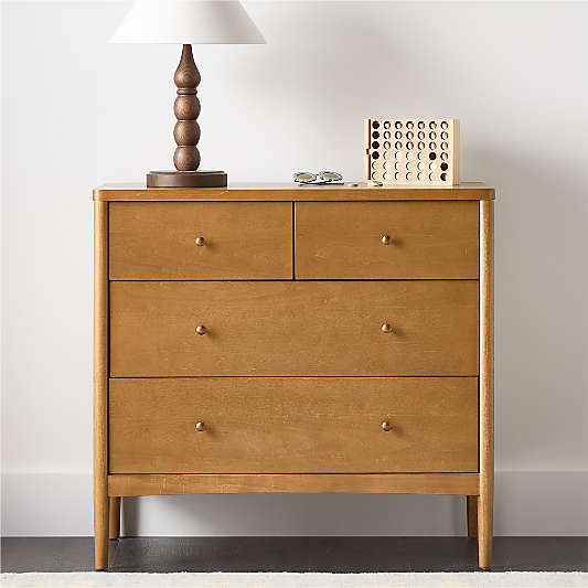 Hampshire 36" Natural Brown Wood 4-Drawer Kids Dresser