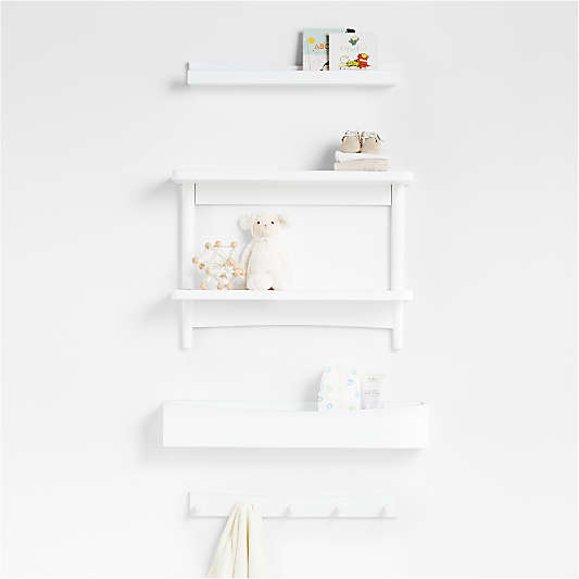 Hampshire White Wood 2-Tier Kids Wall Shelf