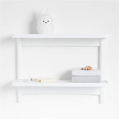 Hampshire White Wood 2-Tier Kids Wall Shelf