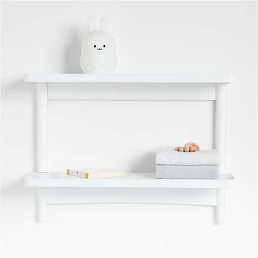 Hampshire White Wood 2-Tier Kids Wall Shelf