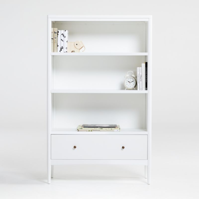 Hampshire Tall White Wood 3-Shelf Kids Bookcase with Drawer