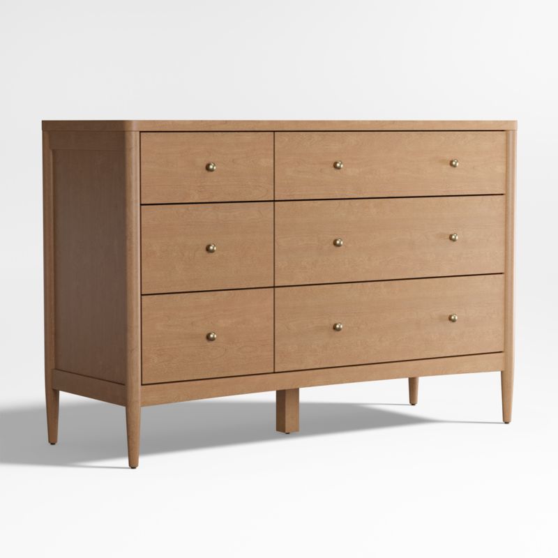 Hampshire Natural Brown Wood 6-Drawer Wide Kids Dresser