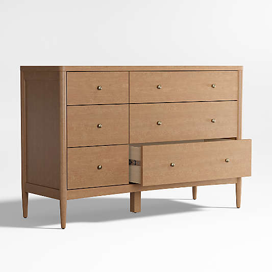 Hampshire Natural Brown Wood 6-Drawer Wide Kids Dresser