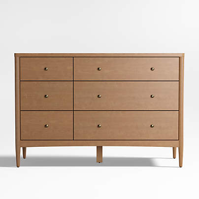 Hampshire Natural Brown Wood 6-Drawer Wide Kids Dresser